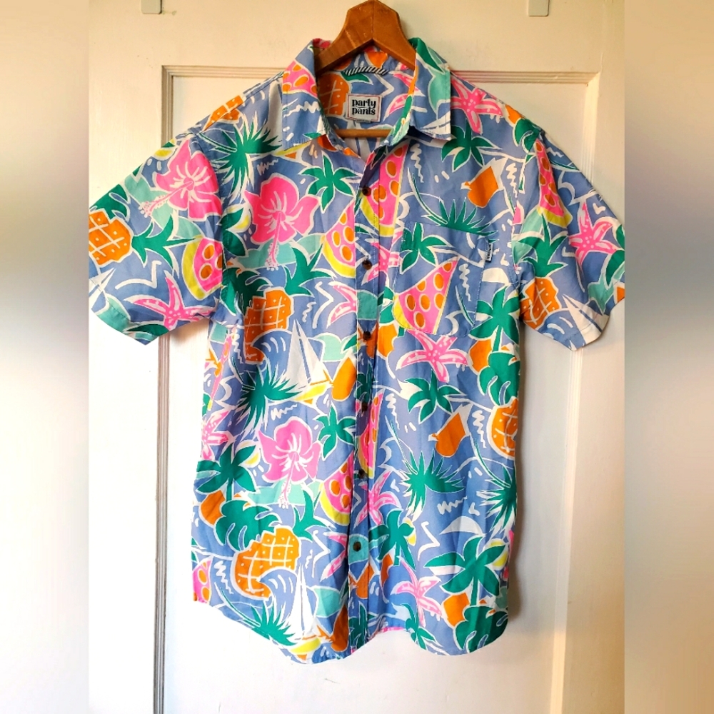 Tropical Short Sleeve Button Down Party Shirt by Party PantsπΊπ»ππ